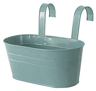 Métal Pots de Fleur Suspendu, Pot de Jardin Balcon Seau en Fer Porteurs de Fleurs - avec Crochets Suspension Détachable (Bleu)