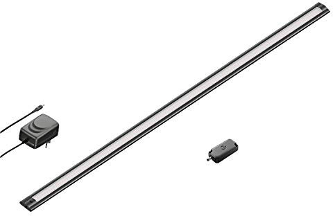 ledscom.de Apparecchio LED sottopensile SIRIS nero opaco con alimentatore e dimmer a sfioramento, piatto, 90cm, 963lm, bianco caldo