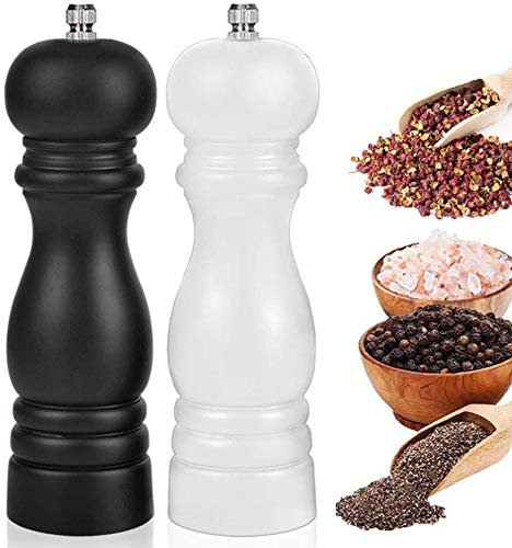 Salz und Pfeffermühle Holz 2er Set, Salz Pfeffermühle Groß mit Verstellbarem Mahlwerk, Gewürzmühle Grinder Keramik & Salzmühle mit Keramikmahlwerk, Manuelle Salz und Pfeffer Mühle für Meersalz, Chili