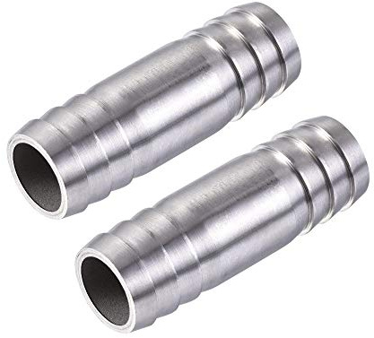 sourcing map Barb Hose Fitting, 20x60mm Straight Coupler Tubing Connector for Water Fuel Air Oil Gas, Polishing 304 Stainless Steel, Pack of 2