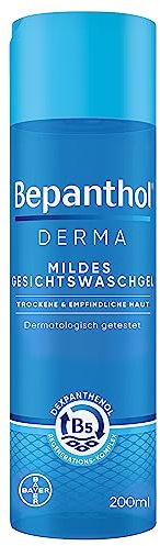 Bepanthol DERMA Mildes Gesichtswaschgel, mildes Gesichtswaschgel für empfindliche und trockene Haut, dermatologisch getesteter Feuchtigkeitsspender mit Dexpanthenol, seifenfrei, 200 ml Flasche