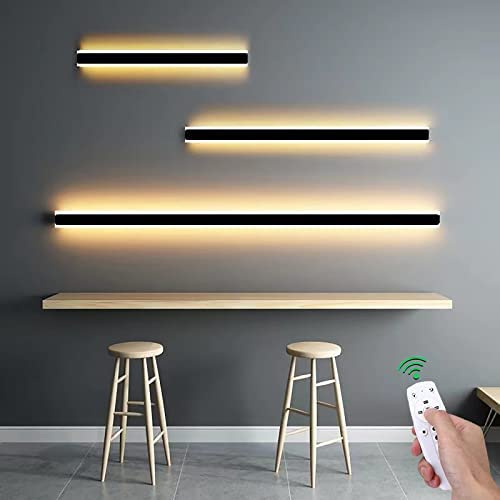 LED Wandleuchte Innen mit Fernbedienung Dimmbare Wandlampe Modern Dimmbar Aluminium Acryl Wandbeleuchtung für Wohnzimmer Schlafzimmer Flur Treppen Warmweiß|Kaltweiß|Neutralweiß Einstellbar (100CM 58W)