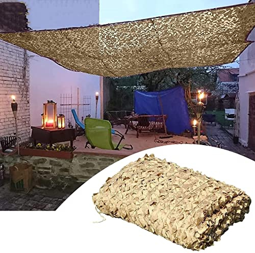 Earnmore Red de Camuflaje Militar, Toldos Terraza 6x4m, Red de Camuflaje Beige, Utilizada para Aire Libre, Cazar, Acampar, Pérgola, Sombrilla, Red de Sombra Liviana y Durad(Size:3X4M/9.8X13FT)