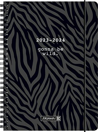 BRUNNEN Schülerkalender „Wild“ 2023/2024 2 Seiten = 1 Woche A5 schwarz