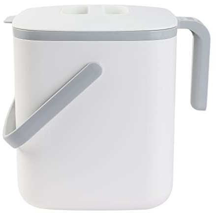 BLUE GINKGO Kitchen Compost Bin [5L] – Filter-Free, Odor-Tight Countertop Food Waste Pail with Handles (Made in Korea, White)