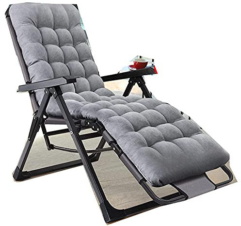 ANIFM Strandstühle, Büro-Outdoor-Freizeitstuhl, bequemer Relax-Stuhl, klappbarer Lounge-Stuhl, Relax-Stuhl, Nickerchen-Liegestuhl, 150 kg, Lagergrau + Perlen-Wattepad, kleine Überraschung Comfortable