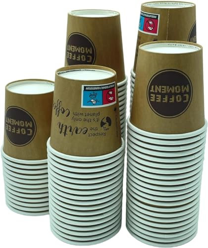 vienberg Juego de 50 tazas desechables de papel duro, 100 ml, resistentes, de papel, desechables, para café