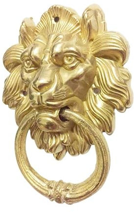 RaamKa TüRklopfer Vintage Messing sterben Guss Löwenkopf Klopfer Massivholz Villa Courtyard Tor Ringgriff Zieh Knopf Dekoration TüRklopfer Aus Gusseisen
