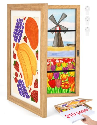 Joyshare A4 Bilderrahmen Kinderzeichnungen holz - Bilderrahmen Wechseln Kinderzeichnungen 25x34x4 cm holz eiche 1 Stück (Dickes)