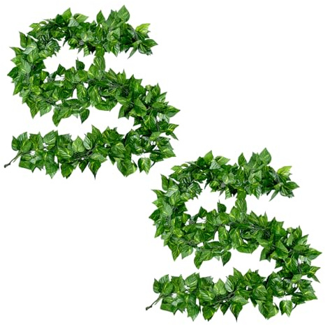 HAICN 2Pieces Green Ivy Leaves Artificial Leaf Green Decoration Indoor and Outdoor Fake Ivy Leaf Hanging Plant Garland for Family Bedroom Party Garden
