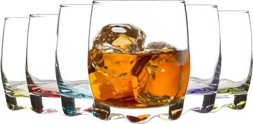 Acense 6X 290ml Multicolour Adora Tumbler Glasses – Stylish Stemless Glasses for Water, Whiskey, Wine, Gin, Juice, and Cocktails