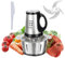 Tritacarne da 3 l, con manico, con ciotola in acciaio inox, robot da cucina elettrico da 300 W, 3 velocità, 1 spatola per alimenti per bambini, carne, verdura, frutta