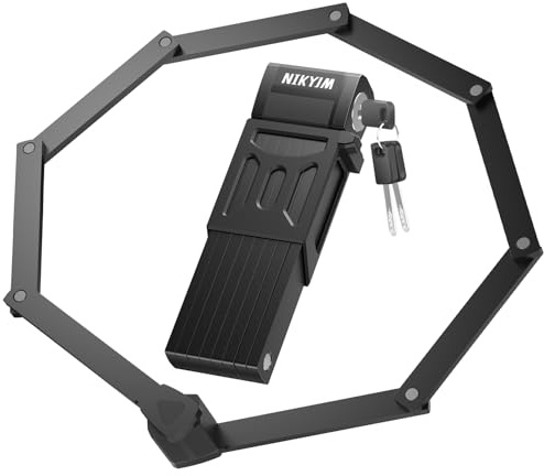 Cadenas vélo pliable, 130 cm, 8 nœuds antivol pour vélo avec cadre et accessoires, robuste Cadenas de vélo pliable pour cadenas vélo, vélo de route, cadenas trottinette-V2