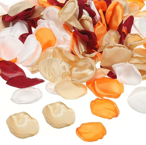 PATIKIL Petali di Rosa di Seta, 200 Pz Petali di Fiori Artificiali Petali di Rosa Finti per Matrimonio Spargimento Corridoio Sposa Decorazione Tavolo Notte Romantica, Misto Arancio Rosso
