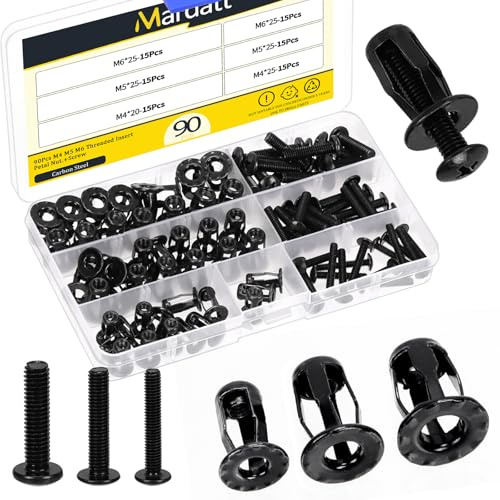 Mardatt 45 Set Hohlraum Metallanker, M4 x 20mm, M5 x 25mm, M6 x 25mm Blütenblattmuttern Expansion Nuts, Expansion Screw Blütenblattmutter, Insert Nuts Blütenblattmuttern mit Schrauben