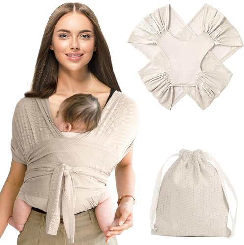 CJSME® Babytrage für Neugeborene, weich und atmungsaktiv, einfach zu bedienen, elastisch und verstellbar.