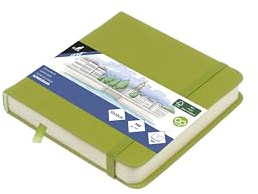 Kangaro Art Sketchbook - Blocco da disegno, 12 x 12 cm, copertina rigida in poliuretano, 80 fogli, 140 g, carta color crema con elastico e nastro