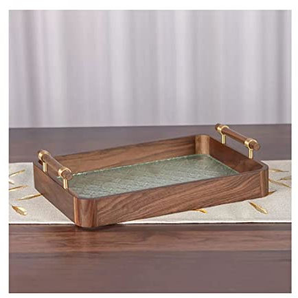Plato de postre para aperitivos, frutero, plato de frutas, rectangular, de madera, bandeja de almacenamiento de frutas, sala de estar, cocina, mesa de comedor, decoración de cristal, plato de frutas,