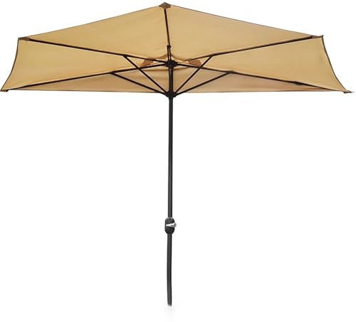 YAVYAV Parasol De Terrasse Demi-cercle 300 Cm X 235 Cm Avec Manivelle, Pour Balcon, Jardin, Terrasse Et Petits Espaces(Beige)