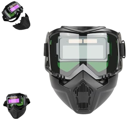 Welding Mask Auto Darkening, Full Face Heat-Resistant Welding Mask, Solar Welding Mask for Eye Face Protection, Removable Solar Powered Welding Goggles (Realistic)