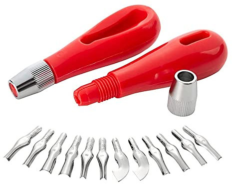 Reapyyt Set di Formine per Linoleum, 2 Set di Formine per Linoleum Artigianali con 6 Lame Assortite per Taglio e Lavorazione di Linoleum, Intagli, Fai-Da-Te