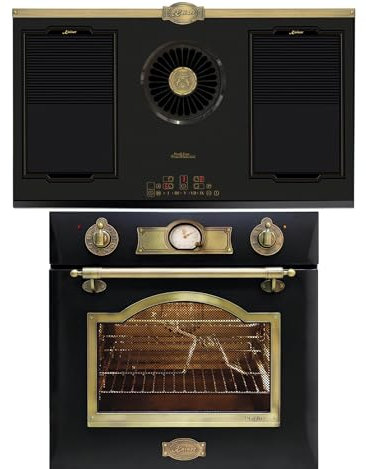 Kaiser EH 6355 Em+KCT 9365 IEm Backofen-Set Elektro Einbaubackofen, Teleskop-System, 67L, 8 Funktionen mit Retro Induktionskochfeld 90 cm mit integriertem Dunstabzug 1250 m³/h