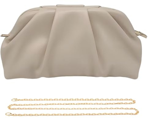 Pahajim kuvertväska för kvinnor, pleated PU-läder, handväska, liten, elegant med kedja, axelväska för bröllop, fest, dejt, BRONS, 25.5 cm x 5.5 cm x 14 cm