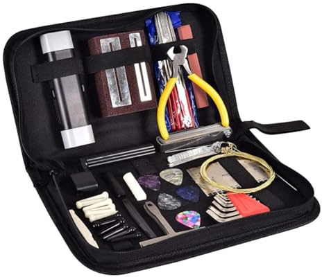 ZiStarlilife Kit d'outils de réparation de guitare 72 pièces avec sac de rangement pour guitare électrique, ukulélé, banjo, mandoline