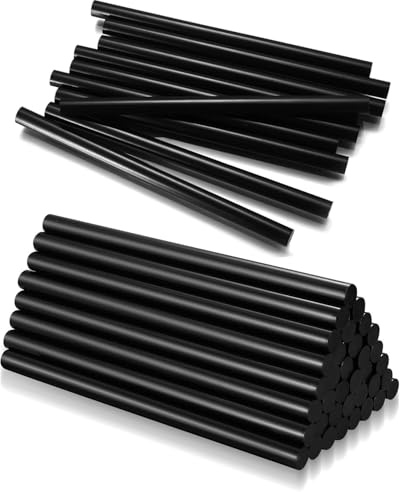 FUGLUS 50 Stück Hotmelt-Klebestifte,heißklebesticks,7x100 mm Universalgröße,langlebig,Umweltfreundlich, geruchsneutral & temperaturstabil. Perfekt für Holz, Kunststoff, Metall & DIY,Schwarz
