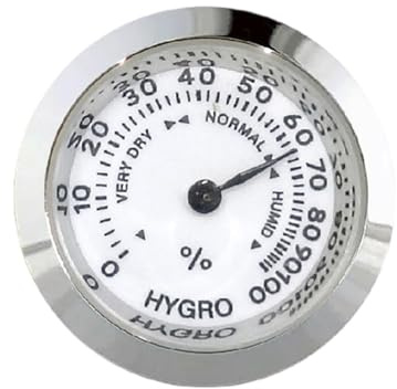 MotiveTech Hygromètre Mécanique Analogique Portable à Cadran Rond, Idéal pour Une Utilisation Intérieure et Extérieure, Notamment dans Une Chambre, Une Boutique, Argent 27 Mm