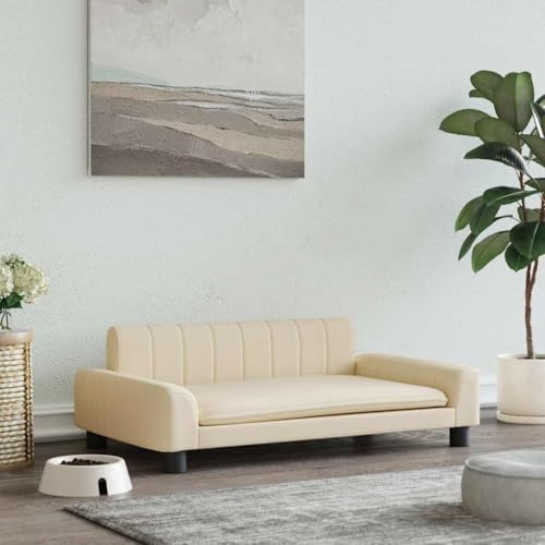 Frdhee Hundesofa für Grosse Hunde,Hundebett Creme 90x53x30 cm Stoff,Hundecouch Abnehmbar und Waschbar