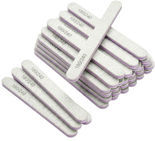 Lewer – Professionelle Nagelfeilen Einfache Form, 30 Stück, Körnung 180/240, Doppelkörnung, Nagelfeile für Maniküre & Pediküre, für natürliche & künstliche Nägel, Zebramuster – Grau/Lila