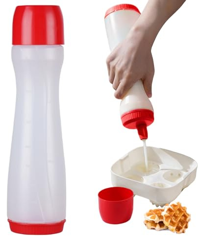 Pruojhw Distributore di Impasto per Pancake,Bottiglia A Pressione Per Pasticceria - Erogatore Di Impasto A Spremitura,Per Pancake Cucina Domestica Colazione Famiglia