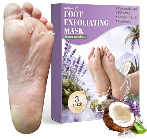3 Paar Fußmasken für Trockene Füße, Intensiv Pflegende Fußpflege, Feuchtigkeitsspendende Socken, Hornhaut Entfernen Fuß, Fußmaske für trockene & rissige (Lavendel, Kokosnuss& Aloe)