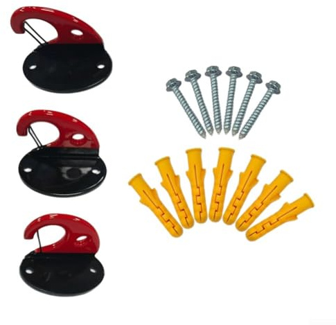 Spelonify Anclajes de pared de banda de resistencia de hierro resistente, 800 libras, ganchos de gimnasio para entrenamiento en casa y estiramiento de yoga, rojo/negro (negro)