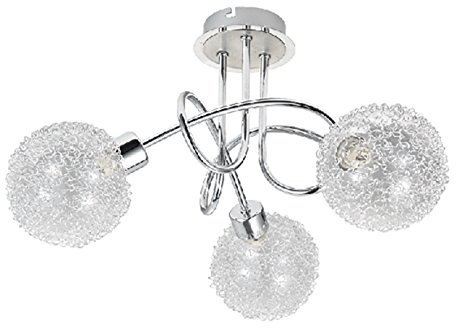 Trango 3-flammig Deckenleuchte 1002-38 Chromoptik inkl. 3x G9 3000K warmweiß LED Leuchtmittel Badleuchte, Flurleuchte, Küchenleuchte, Kronleuchter, Deckenlampe
