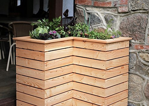 HOQ 63000266 - Hochbeet 80 x 80 x 72 cm mit Winkel ca. 40 x 40 cm aus 16 mm Lärchenholz mit Pflanzenvlies