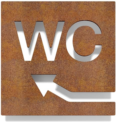 Vintage WC-Schild - selbstklebend - Retro Design Toiletten-Schild mit Pfeil links W-07-R