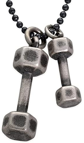 Handgemachte Anhänger Halskette Sterling Silber Anhänger Hanteln an Kugelkette Halskette für Männer Anhänger Männer Hantel Gewichtheber Schmuck Bodybuilder Halskette Valentinstag Geschenk