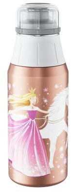 alfi KIDS BOTTLE 600ml, flower princess, Kindertrinkflasche aus Edelstahl, absolut dicht mit Drehverschluss, leicht und robuste Flasche, für Kohlensäure, ohne Fingerabdrücke, BPA-frei