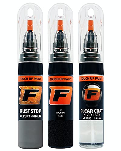 FIRANTO Lackstift Autolack Reparaturset für Hyundai X5B Phantom Black - 3-in-1 Autolack Kratzer Reparaturstift 15ml Grundierung, Klarlack