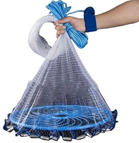 SXCXYG Wurfnetz 2.4-7.2M Cast Net Easy Wurf fangen Fischernetz im Freienjagd Hand Werfen Netzwerk engmaschigen Fliegennetz Ring wurfnetz zum fischen (Color : 240cm)