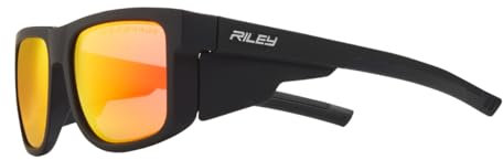 Riley Navigator Safety Glasses for Work – Anti-Fog, Anti-Scratch Eye Protection Glasses, UV Safety Sunglasses for Men with Revo Lenses, Impact Resistant, Adjustable Fit - Fire Revo Lens