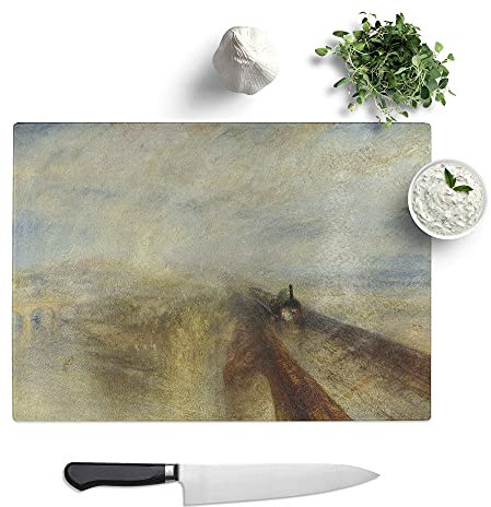 Rain, Steam and Speed by Joseph Mallord William Turner - Textured Chopping Board - Worktop Saver - Cutting Board - Heat Resistant, Shatterproof and Hygenic - 28.5 x 20 cm