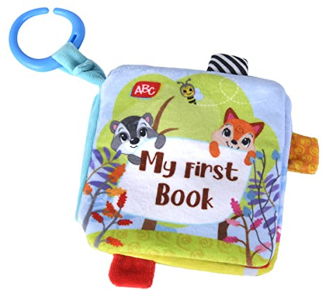 Simba 104010116 - ABC Forest Friends Plüsch Buch, mit Quietscher, Knisterpapier, Spiegel, 17cm, Babyspielzeug, ab den ersten Lebensmonaten