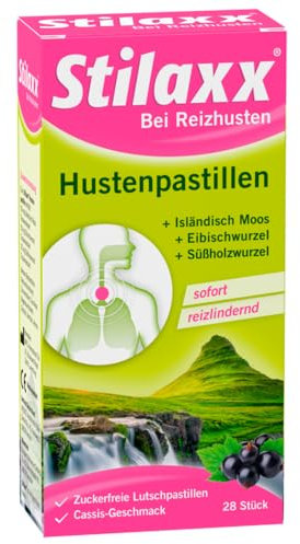 Stilaxx Hustenpastillen 28 Pastillen - bei Reizhusten - reizlindernde Wirkung - für Kinder ab 4 Jahren - mit Cassis-Geschmack