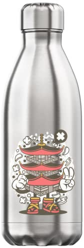 Generic Pagoda Tower Japanese Architecture Japan Hip Hop Style 350 ml Wasserflasche Styled Thermoflasche Edelstahl BPA-freie Thermoskanne Silber One Size