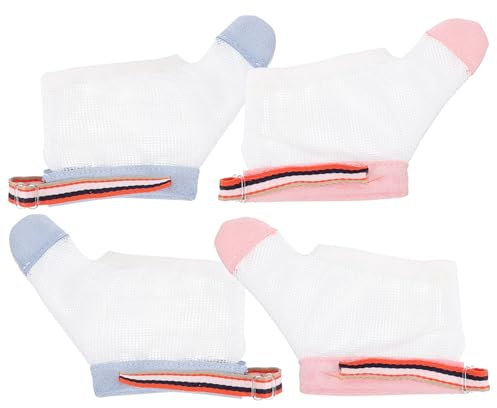EXCEART 2 Paar Anti-essen-handschuhe Hör Auf Mit Dem Nägelkauen Stoppen Sie Das Saugen Des Fingerschutzes Anti-kratz-handschuhe Fäustlinge Zum Nagel Weiß Fingerhandschuhe Baby Daumen Nylon