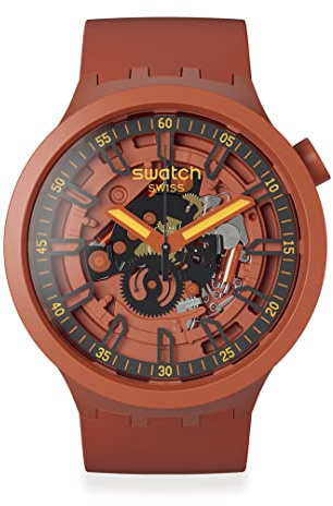 Swatch Analog SB01R100, orange, Streifen