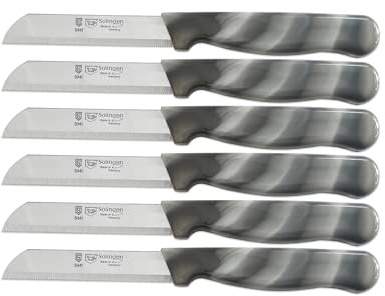SMI 6 st Solingen Kökskniv Set Tandade Blad Skalkniv Grönsakskniv Fruktkniv Tillverkad i Tyskland - Silvervit